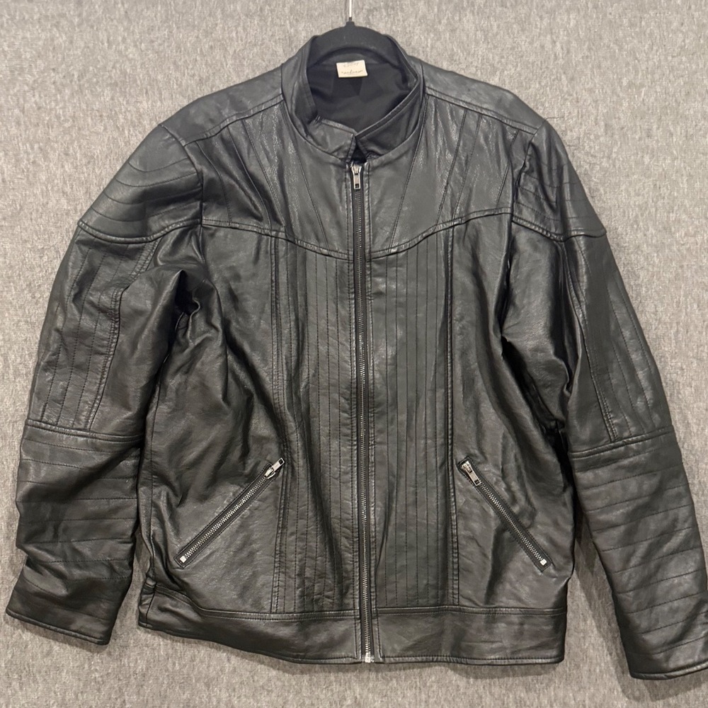 Disney Star Wars Darth Vader Faux Leather Moto Jacket Black Mens L